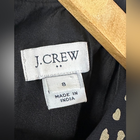 J. Crew Black Short Sleeve Shift Dress in Gold Heart Print Valentines Size 8 - Picture 6 of 11